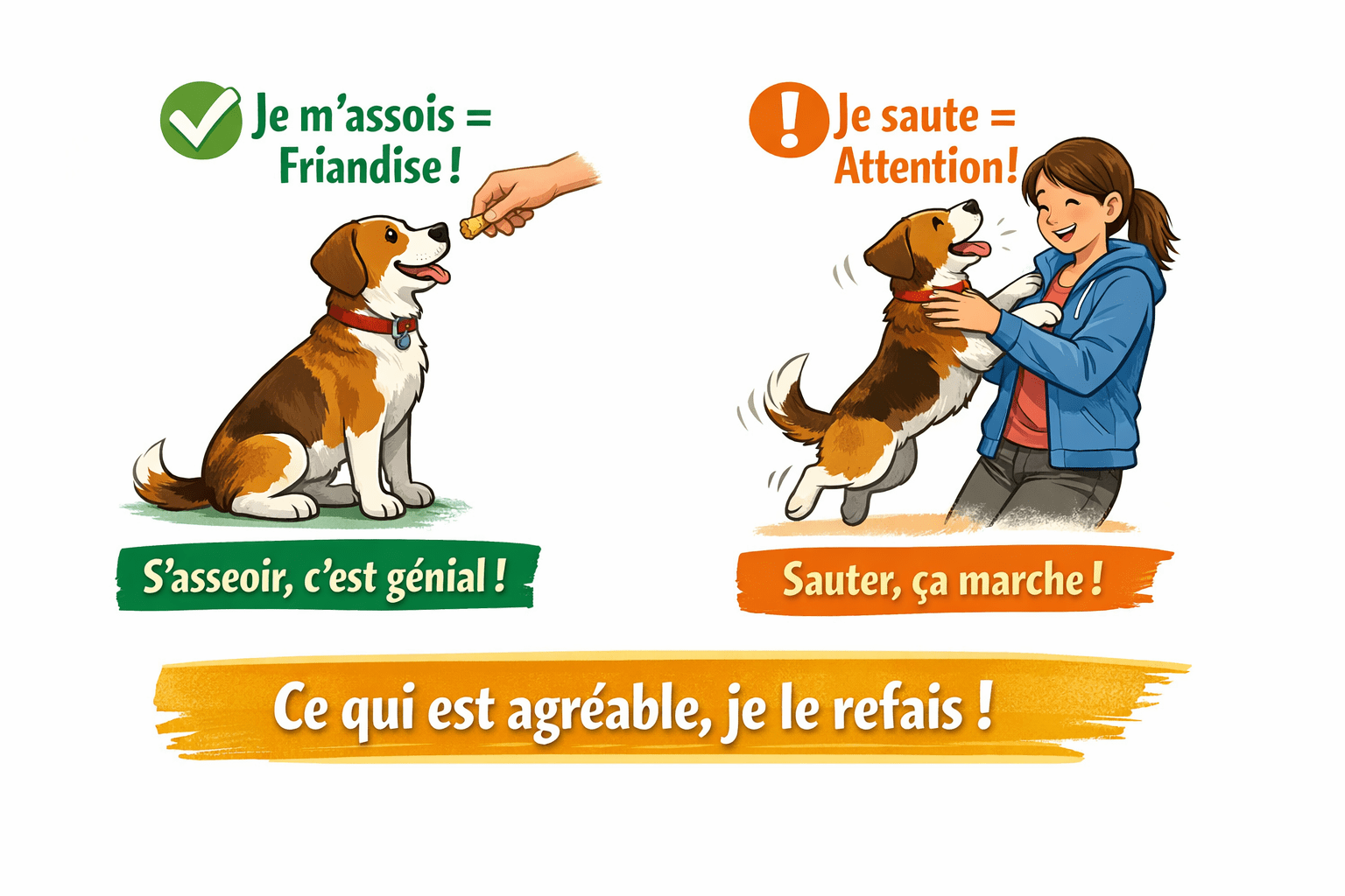 Chien, assis ou sautant _ choix gagnant